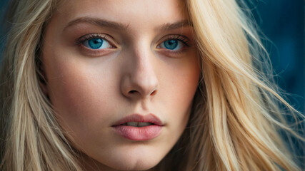Naklejka premium Closeup of a beautiful blue eyed girl