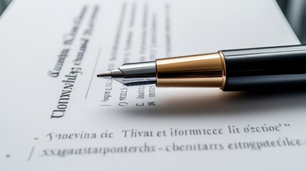 A business contract on a desk with a signature line and a pen, isolated on a white background