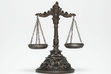 Ornate bronze scales of justice, empty pans.