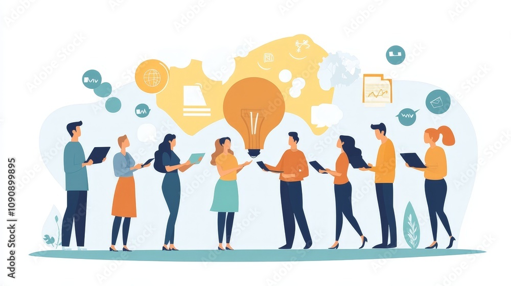 Poster a business workshop with employees brainstorming solutions to a problem, emphasizing collaboration a