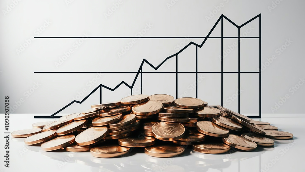 Poster melting coins under rising graph, illustrating eroding value of money due to inflationary pressures.
