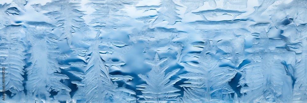 Aufkleber frosted patterns of nature create a winter wonderland on glass. generative ai
