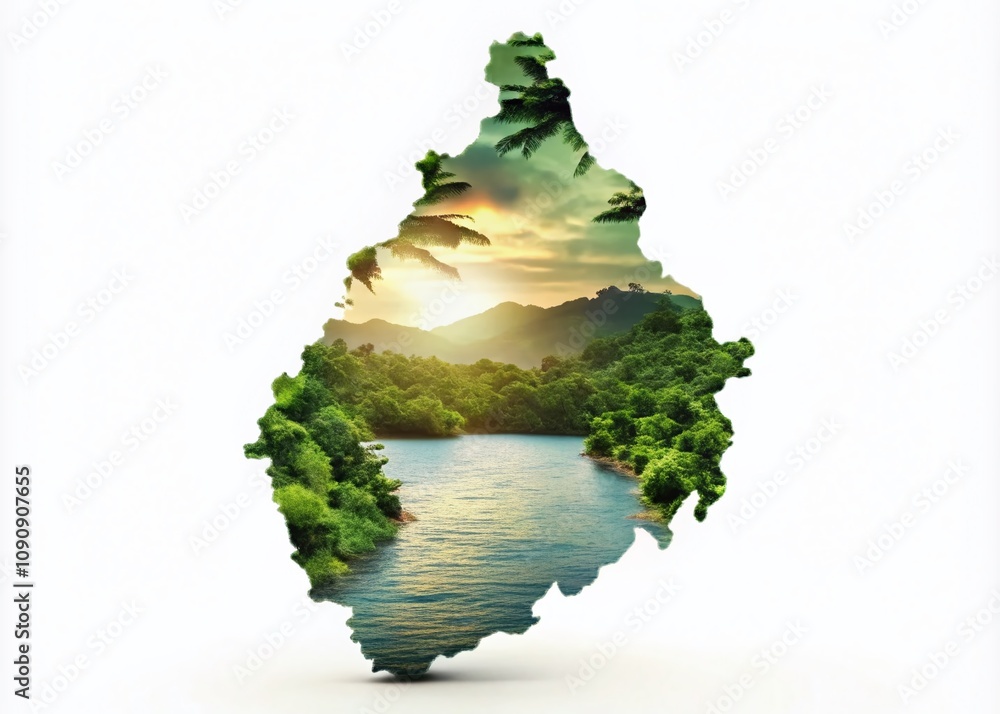 Poster silhouette photography of camo texture on map of saint lucia: a unique blend of nature and geography