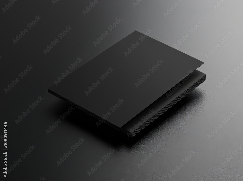 Poster a black object with a white border. the black object is a piece of paper. empty space for logo or te