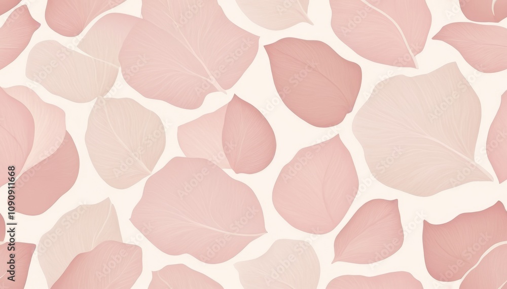 Poster subtle seamless pattern of soft rose petals in blush tones for elegant and calming background design