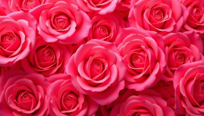 Obraz premium Vivid seamless pattern of bright pink roses for a bold and cheerful floral background design
