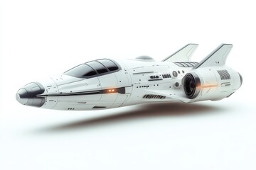 Futuristic spacecraft design with sleek lines and advanced features in a minimalist environment