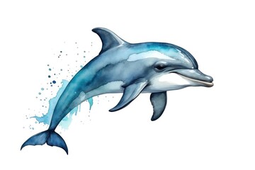 Fototapeta premium Colorful Watercolor Illustration of a Dolphin