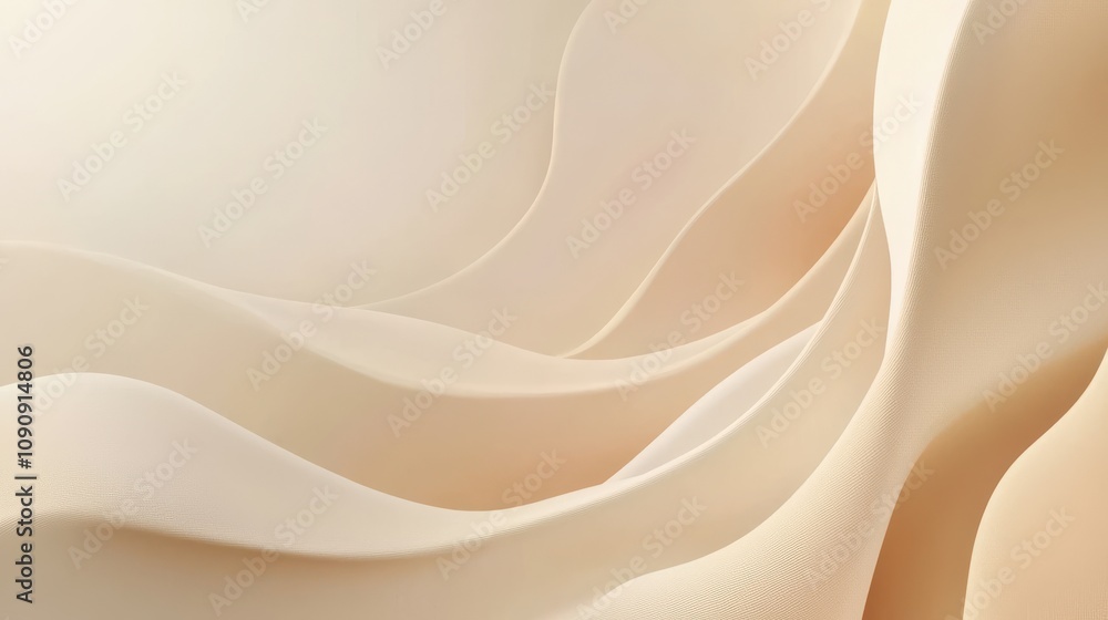 Poster a white background with a wave of fabric. the fabric is white and has a smooth texture. the wave of 