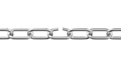 Fototapeta premium Weakest link. Broken chain. Isolated. 3d illustration.
