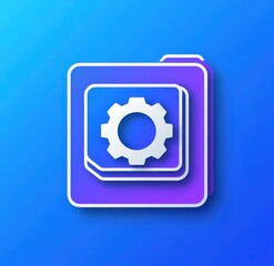 A blue and white icon with a gear on it. The icon is for a file or folder