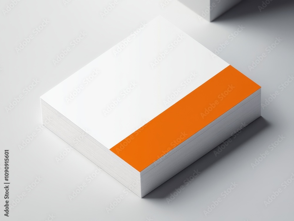 Poster a white and orange card with a white border. the orange card has a white line running through it, di