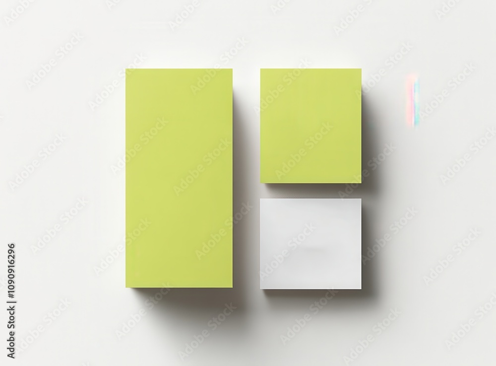 Poster three green boxes with white writing on them. the boxes are stacked on top of each other. the boxes 