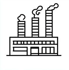 Naklejka premium A large factory with smoke coming out of it. The smoke is black and white. The factory is tall and has three floors