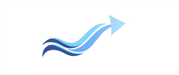 A blue arrow pointing upwards. The arrow is surrounded by blue waves. The image is white. The image is of a logo for a company