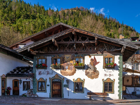 Hotel zur Post, Wallgau, Werdenfelser Land, Oberbayern, Bayern, Deutschland, Europa