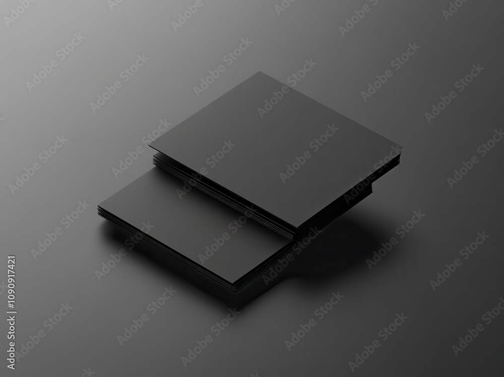 Poster two black squares with a white border on top of each other. the squares are placed on a grey surface