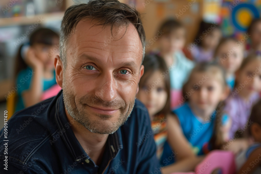Poster generated with ai image of professional teacher in classroom