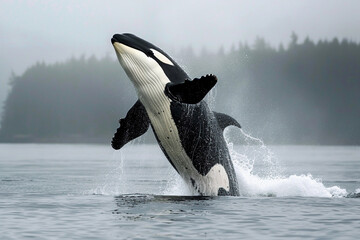 Obraz premium Fantastically beautiful majestic huge whale in deep ocean