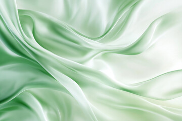 Fototapeta premium Green satin fabric in soft waves background