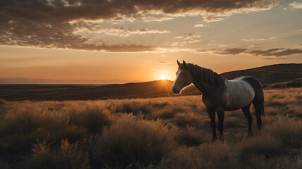 horse at sunset