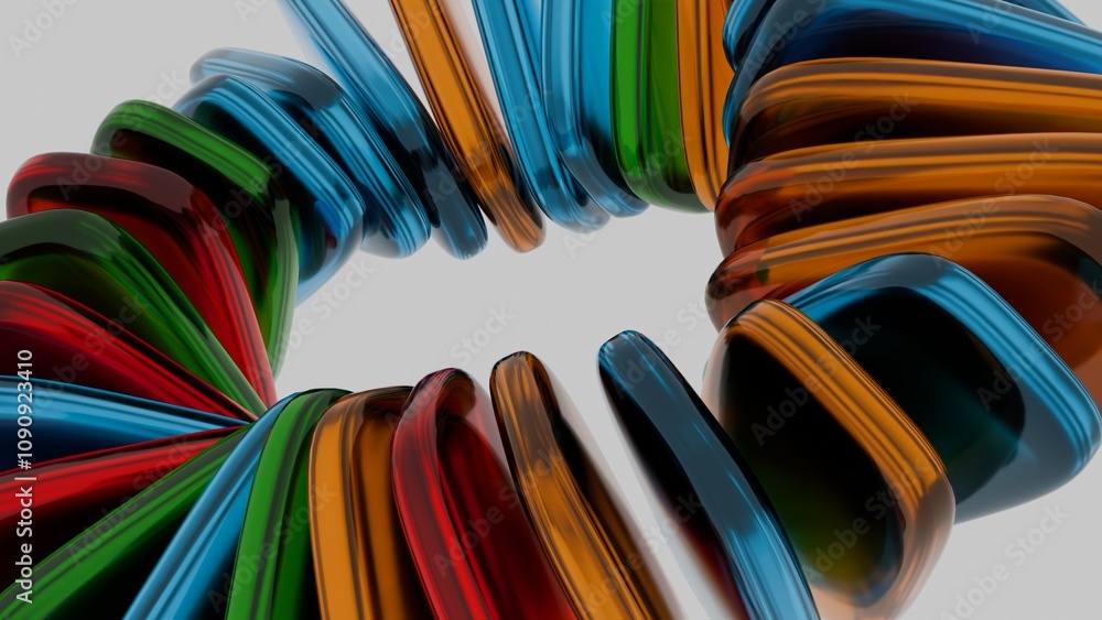 Poster Abstract Colorful Glass Forms with Black Accent in Dynamic Composition