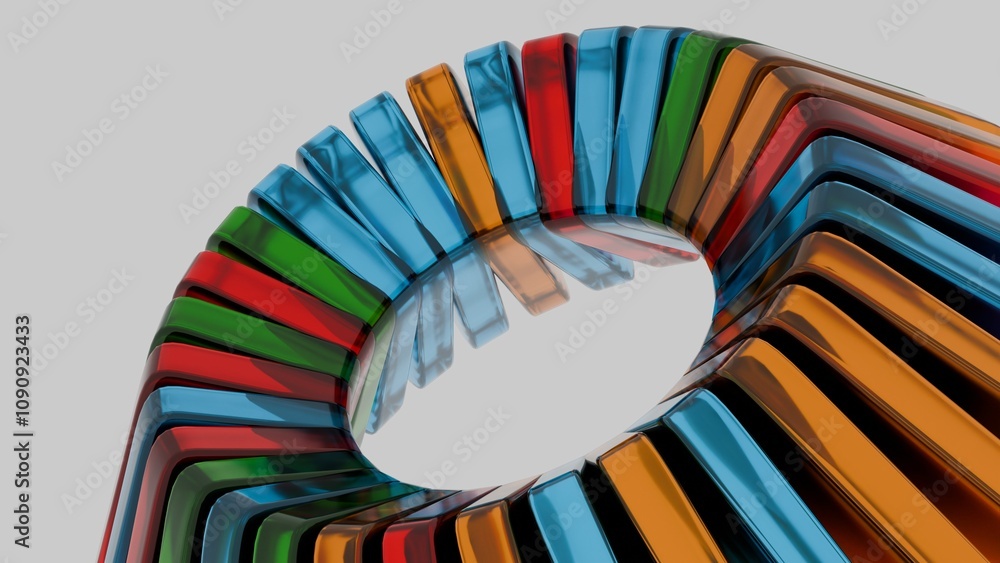 Poster Abstract Colorful Glass Forms with Black Accent in Dynamic Composition