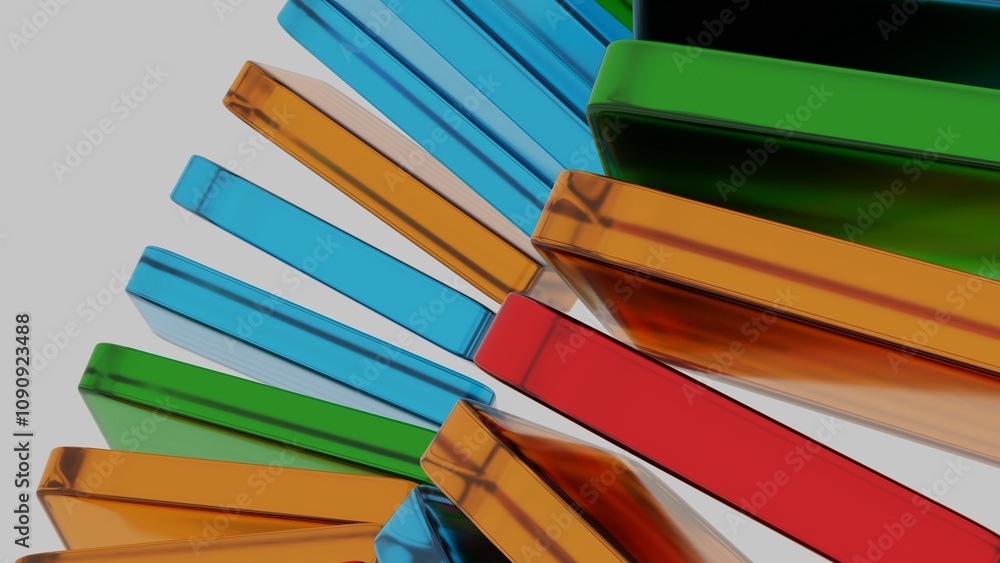 Poster Abstract Colorful Glass Forms with Black Accent in Dynamic Composition