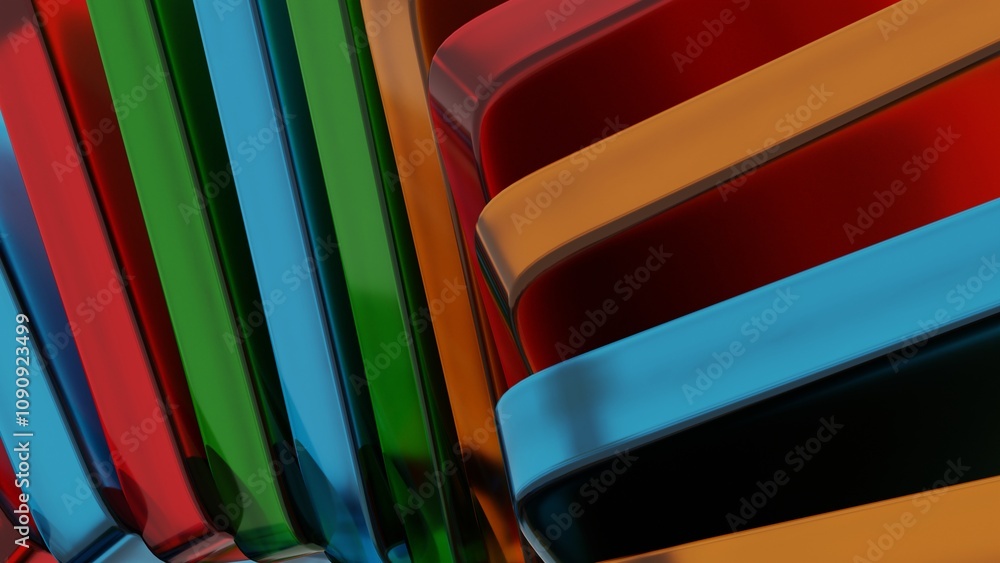 Poster Abstract Colorful Glass Forms with Black Accent in Dynamic Composition