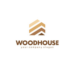 Vector logo design template. Abstract wood house sign.