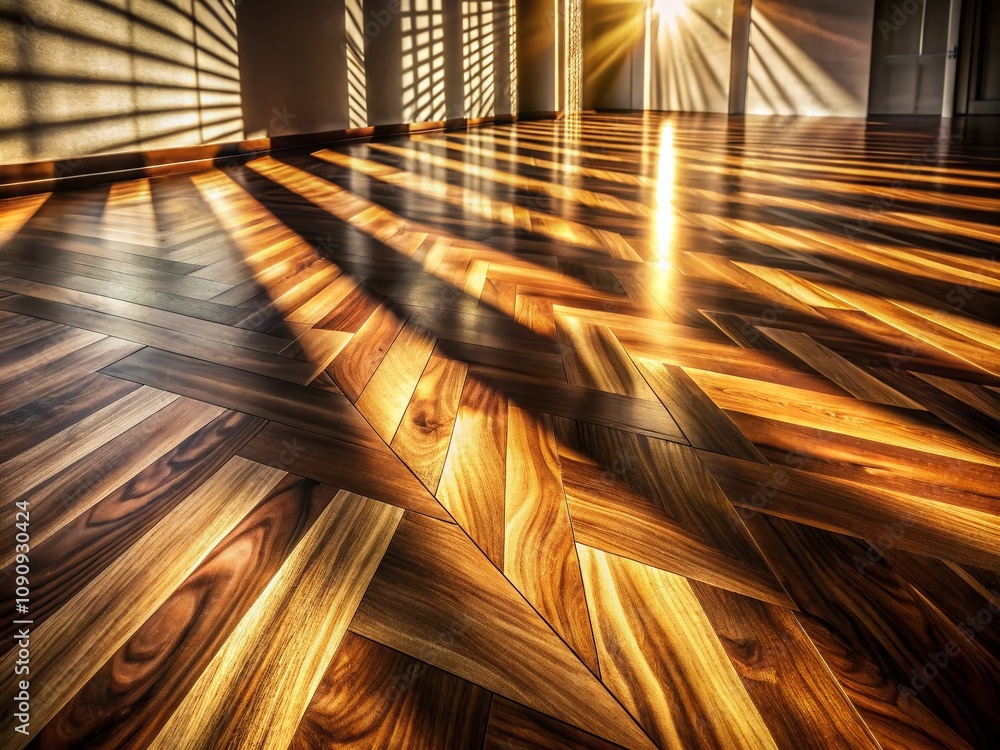 Aufkleber surreal representation of brown laminate flooring laid diagonally on the ground with dreamlike eleme