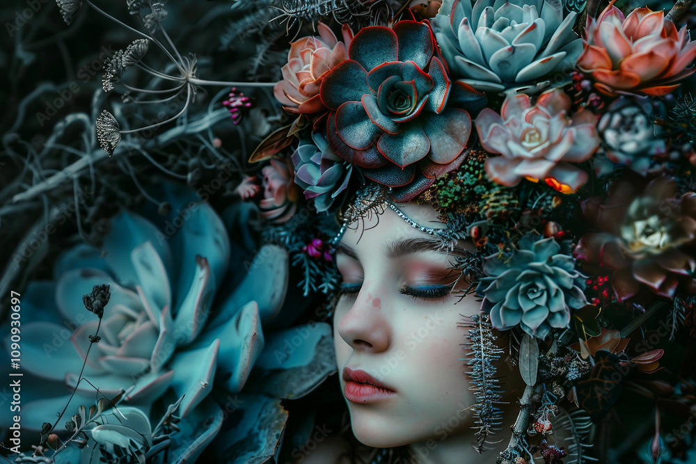 Poster fairytale character in the magical forest created with generative ai technology