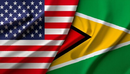 アメリカの国旗とガイアナの国旗(America flag & Guyana flag.)
