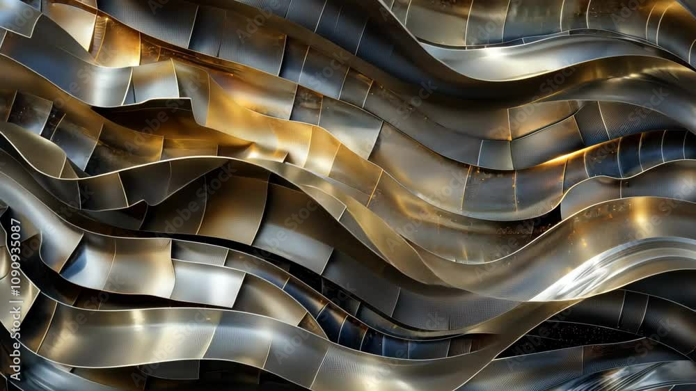Aufkleber interwoven metallic threads form a fluid mosaic of waves in an abstract design. the threads reflect 