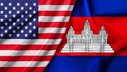 アメリカの国旗とカンボジアの国旗(America flag & Cambodia flag.)
