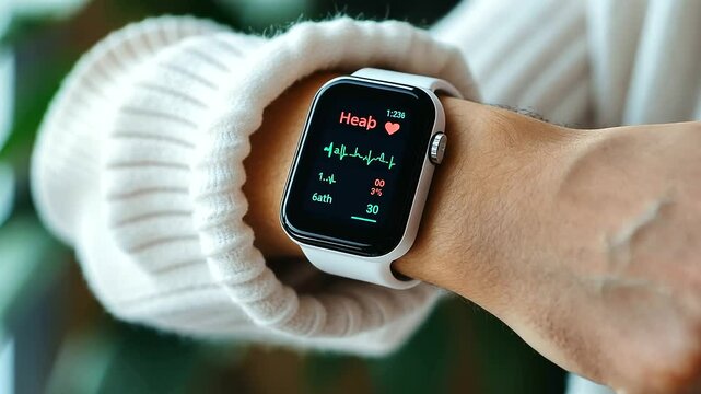 Individual tracking health metrics with a wearable device, showcasing modern fitness technology.