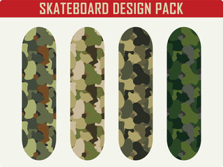 Skateboard deck camouflage pattern design vector pack