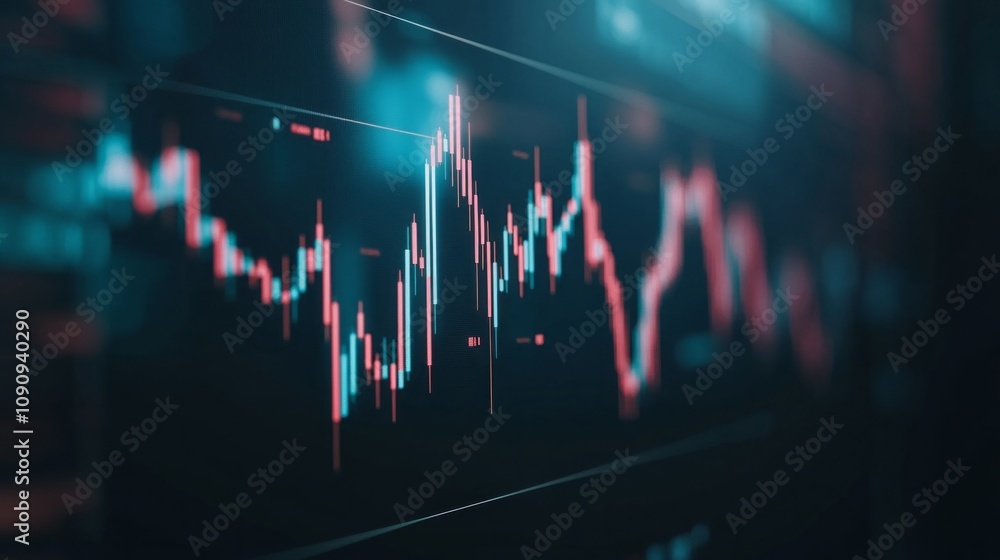 Aufkleber a graph with red and blue lines that are going down