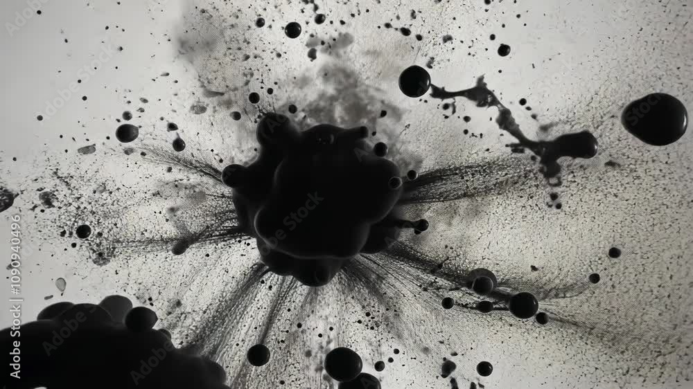 Aufkleber black ink explodes in water creating a mesmerizing abstract pattern