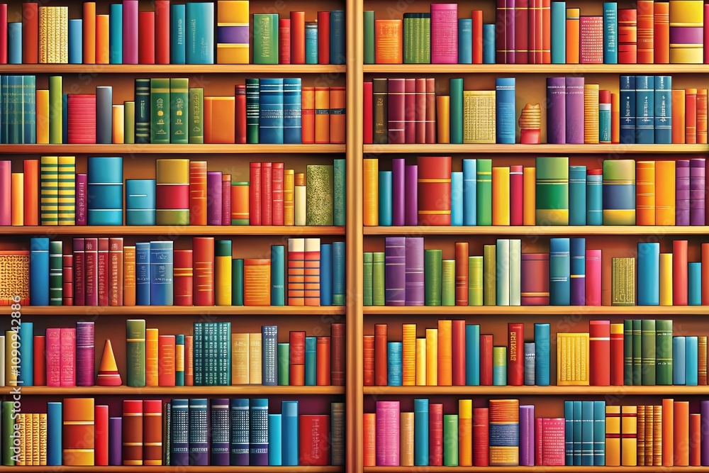 Aufkleber vibrant and colorful bookcase pattern background illustration perfect for creative projects and home