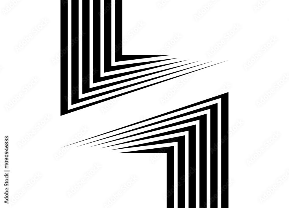 Poster sharp vector pattern of black parallel lines on a white background. design element in retro style. s