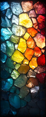 Colorful stained glass mosaic pattern.