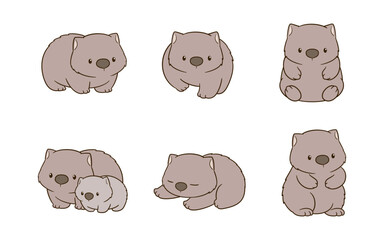 Cartoon Character of cute and adorable wombat animal