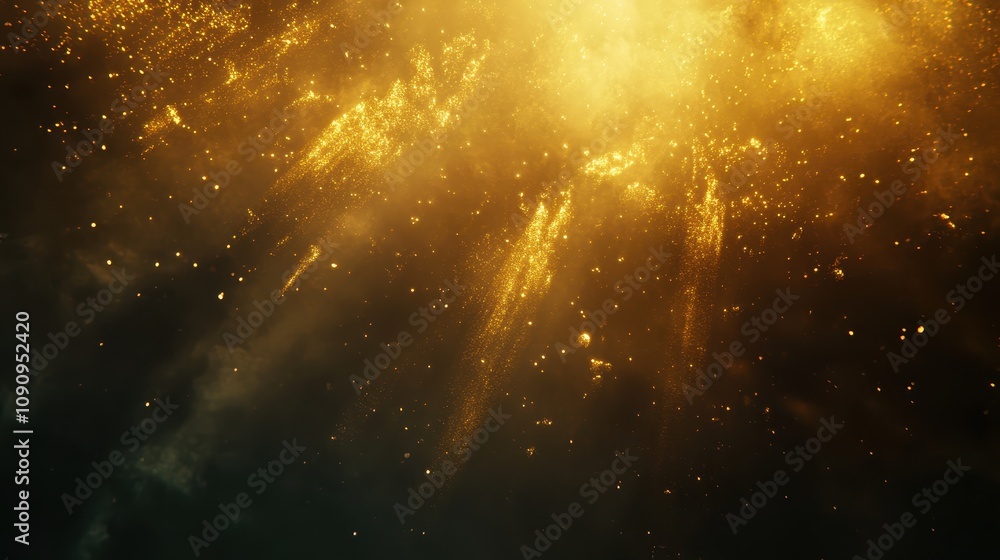 Poster a mesmerizing display of golden light and particles, evoking a sense of wonder.