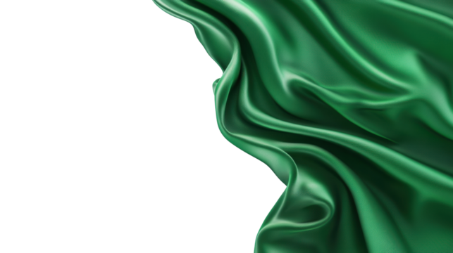 Green Flag Waving on Transparent Background