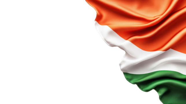 Waving Tricolor Flag on Transparent Background