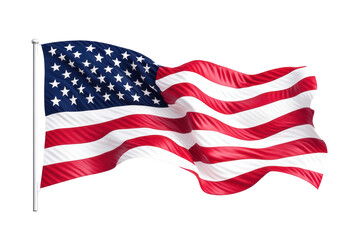 Fototapeta premium Waving American Flag on Transparent Background