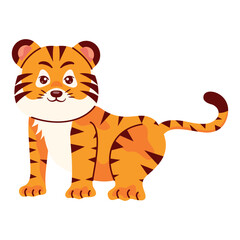 Cute Tiger Cartoon Illustration