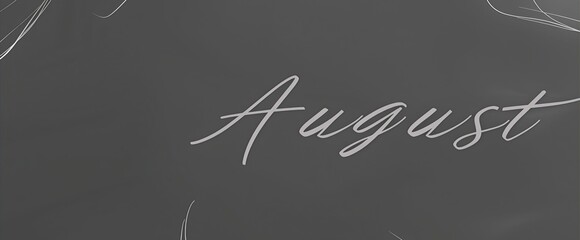 A stylized representation of the word "August" on a chalkboard background, emphasizing a monthly theme.