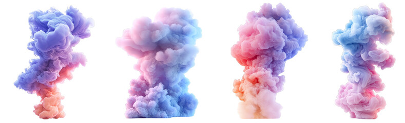 Obraz premium Colorful smoke clouds abstract shapes vivid textures transparent background